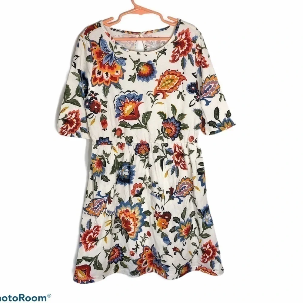 Old Navy Boho Floral Fit & Flare Shirt Dress Large Kids Girls